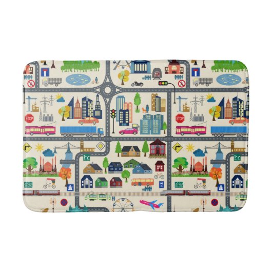 Stadskaartpatroon Badmat (Voorkant)