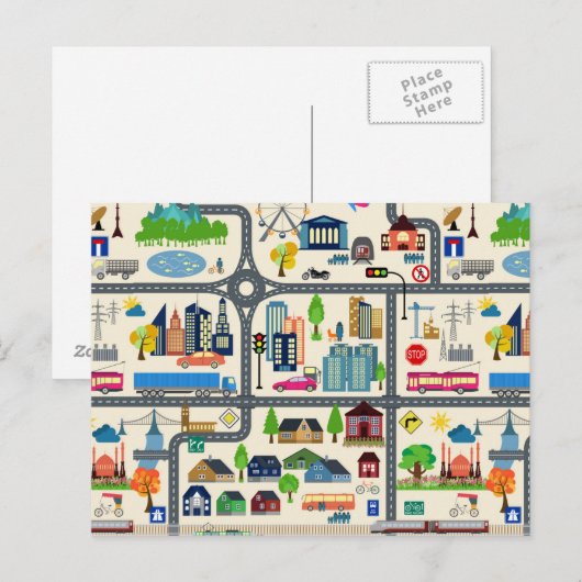 Stadskaartpatroon Briefkaart (Voorkant / Achterkant)