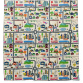 Stadskaartpatroon Douchegordijn (Voorkant)