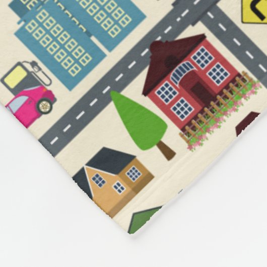 Stadskaartpatroon Fleece Deken (Hoek)