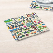 Stadskaartpatroon Kartonnen Onderzetters (Schuin)