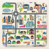 Stadskaartpatroon Kartonnen Onderzetters (Voorkant)