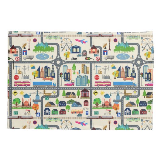 Stadskaartpatroon Kussensloop (Achterkant-Links)