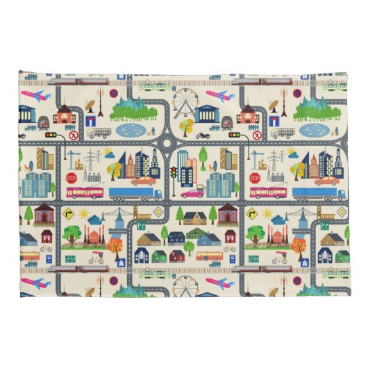 Stadskaartpatroon Kussensloop (Achterkant-Rechts)