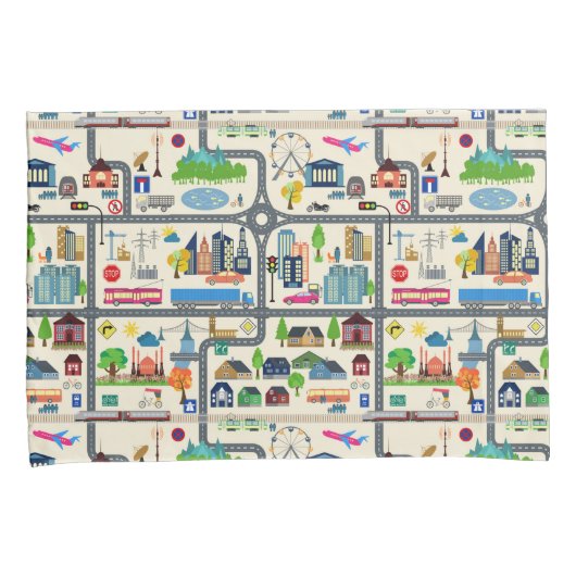 Stadskaartpatroon Kussensloop (Voorkant-Rechts)