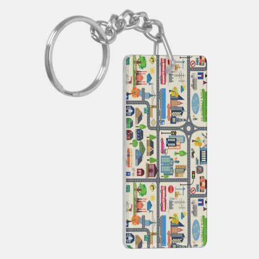 Stadskaartpatroon Sleutelhanger (Voorkant Links)
