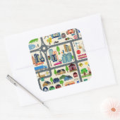 Stadskaartpatroon Vierkante Sticker (Envelop)