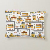 Stadskaartpatroon voor kinderen Geel en grijs Accent Kussen (Achterkant)