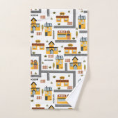 Stadskaartpatroon voor kinderen Geel en grijs Bad Handdoek (Handdoek)