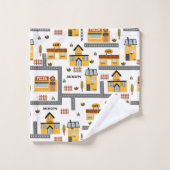 Stadskaartpatroon voor kinderen Geel en grijs Bad Handdoek (Wasdoekje)