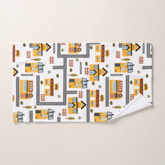 Stadskaartpatroon voor kinderen Geel en grijs Bad Handdoek (Handdoek)
