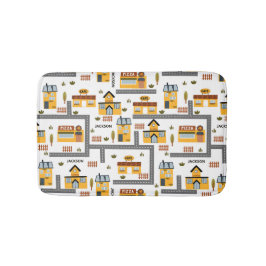 Stadskaartpatroon voor kinderen Geel en grijs Badmat