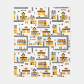 Stadskaartpatroon voor kinderen Geel en grijs Fleece Deken (Voorkant)