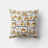 Stadskaartpatroon voor kinderen Geel en grijs Kussen (Achterkant)