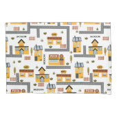 Stadskaartpatroon voor kinderen Geel en grijs Kussensloop (Voorkant)