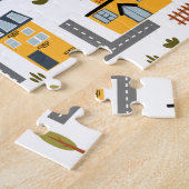 Stadskaartpatroon voor kinderen Geel en grijs Legpuzzel (Zijkant)