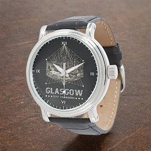 stadskamers zwart Leder Horloge
