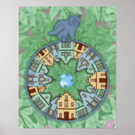 Stadskat. Lente. Mandala Poster