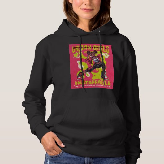 STADSKLEDING ZWARTE VROUW HOODIE (Voorkant)