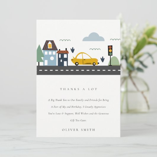 Stadskrijd in steden Stadsauto's weg Alle leeftijd Bedankkaart (Staand voorkant)
