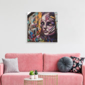 Stadskunst op verlaten gebouw canvas afdruk (Insitu (Woonkamer))