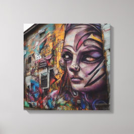 Stadskunst op verlaten gebouw canvas afdruk