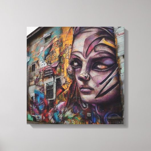 Stadskunst op verlaten gebouw canvas afdruk (Voorkant)