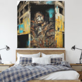 Stadskunst op verlaten gebouw canvas afdruk (Insitu (Slaapkamer))