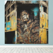 Stadskunst op verlaten gebouw canvas afdruk (Insitu (Houten vloer))