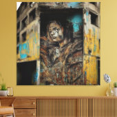 Stadskunst op verlaten gebouw canvas afdruk (Insitu (Woonkamer))