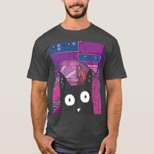 Stadskunstschildpad Kawaii Cat Japanse City Aest T-shirt