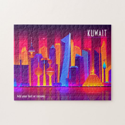 Stadskyline, kleurrijke illustratie van Koeweit, Legpuzzel (Horizontaal)