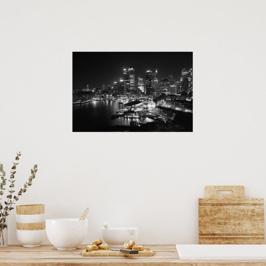 Stadskyline vanaf brug poster (Keuken)