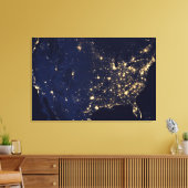 Stadslampen van de Verenigde Staten bij nacht. Canvas Afdruk (Insitu (Woonkamer))