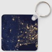 Stadslampen van de Verenigde Staten bij nacht. Sleutelhanger (Achterkant)