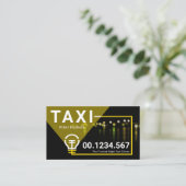 Stadslampje dat op Taxi Service schijnt Visitekaartje (Staand voorkant)