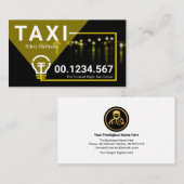 Stadslampje dat op Taxi Service schijnt Visitekaartje (Voorkant / Achterkant)