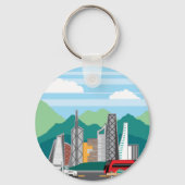 Stadslandschap auto's sleutelhanger (Voorkant)