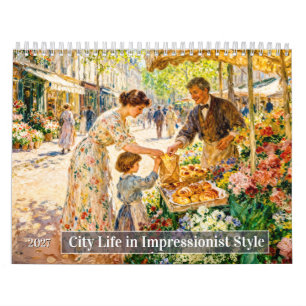 Stadsleven in Impressionistische Stijl Kalender
