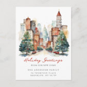 Stadsleven Kerst in de stad Nieuw Adres Aankondigingskaart (Voorkant)