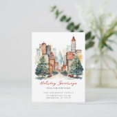 Stadsleven Kerst in de stad Nieuw Adres Aankondigingskaart (Staand voorkant)