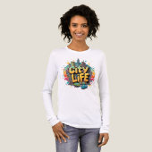 Stadsleven – Levendige Stedelijke Silhouet & Straa Tri-Blend Shirt (Voorkant)