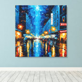 Stadslicht, regenachtige nachten canvas afdruk (Insitu (Houten vloer))