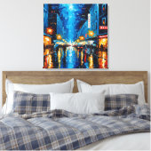 Stadslicht, regenachtige nachten canvas afdruk (Insitu (Slaapkamer))