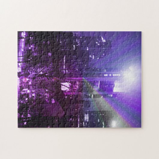 Stadslichten Frankfurt am Main - paars Legpuzzel (Horizontaal)