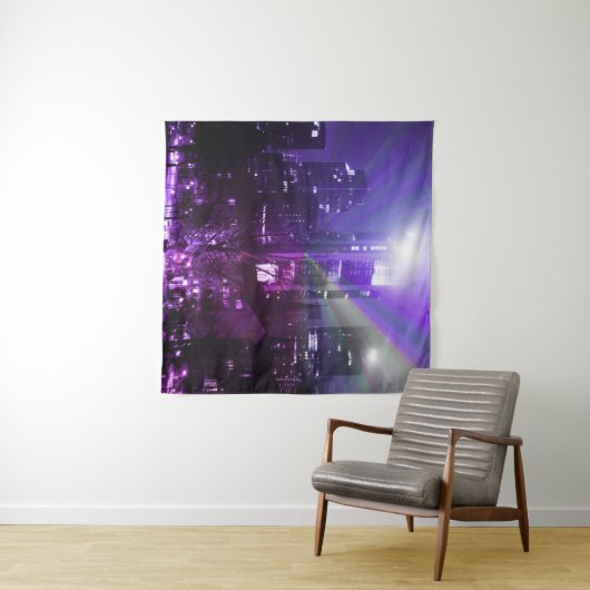 Stadslichten Frankfurt am Main - paars Wandkleed (In Situ (horizontaal))