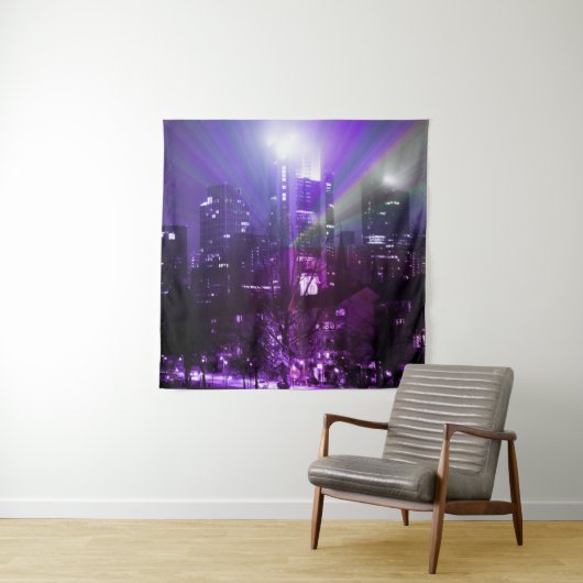 Stadslichten Frankfurt am Main - paars Wandkleed (In situ)