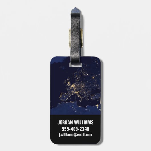 Stadslichten in verschillende Europese en Noordse  Bagagelabel (Achterkant verticaal)