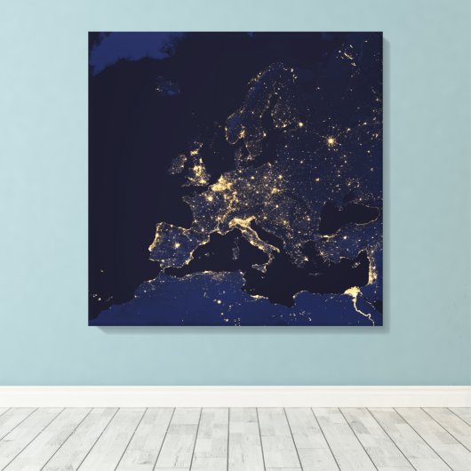 Stadslichten in verschillende Europese en Noordse Canvas Afdruk (Insitu (Houten vloer))