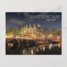 Stadslichten Reflectie Amsterdam 's Nachts Foto